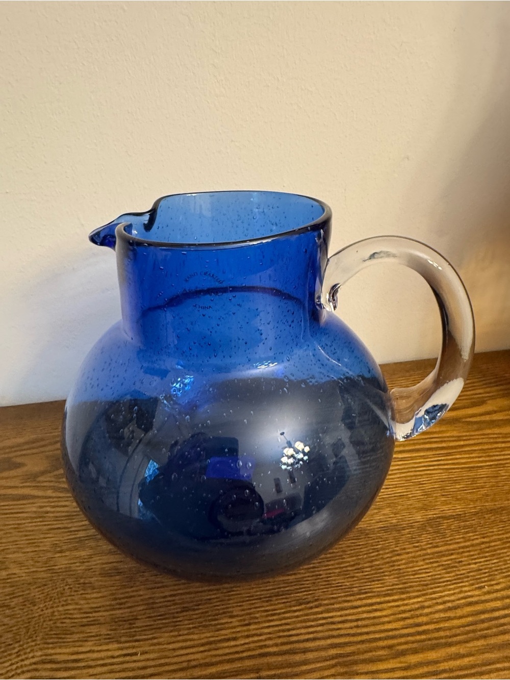 Artland Iris 90 Oz Handblown Glass Pitcher - Bubble Shape EUC